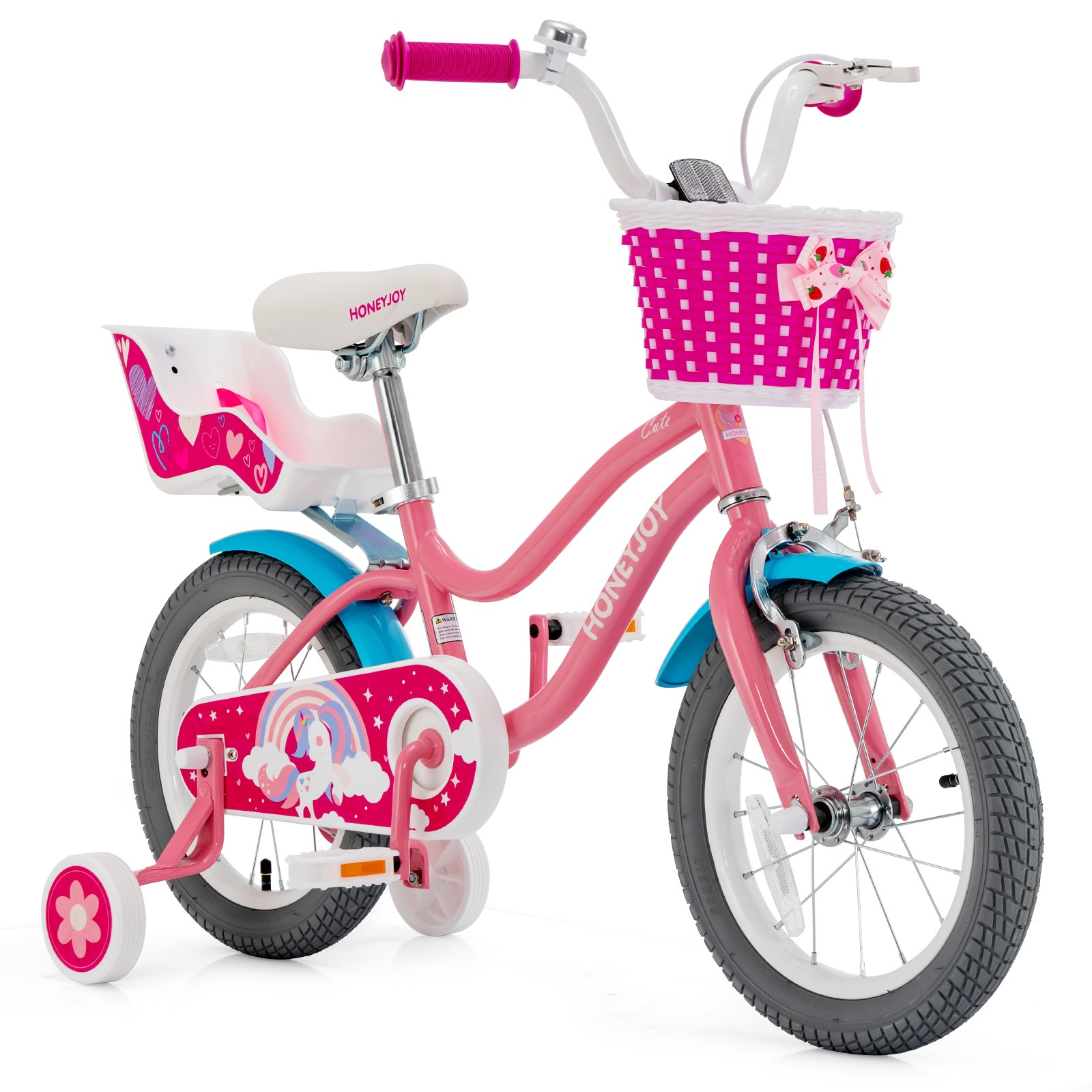 (New) 14 Inches Kids Bicycle w/Training Wheels & Basket for Boys & Girls Age 3-5 Years (99.99 USD)