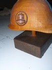 VINTAGE BELL TELEPHONE HARD BOILED HARD HAT Wood Sculpture Stand ONE OF A KIND — photo 8