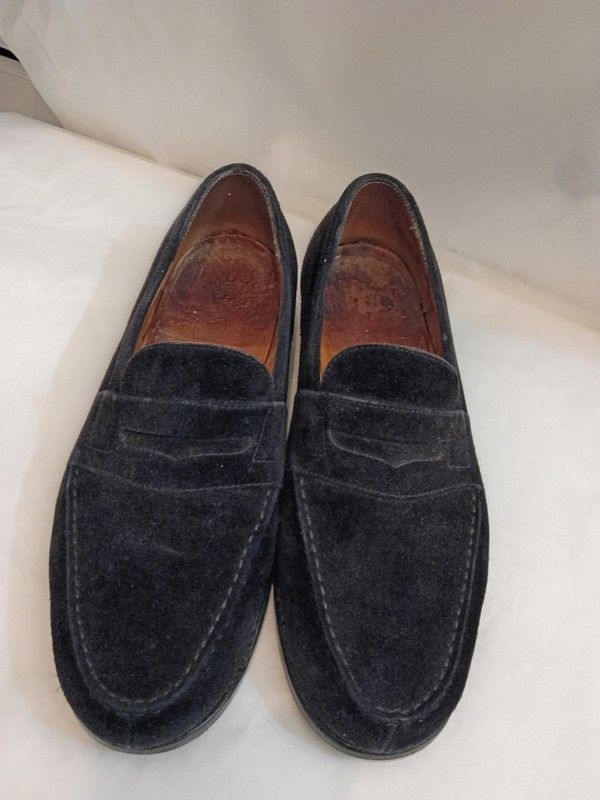 J.M. Weston Penny Loafers Black Suede  Shoes Made In France  UK 6.5B Fair 