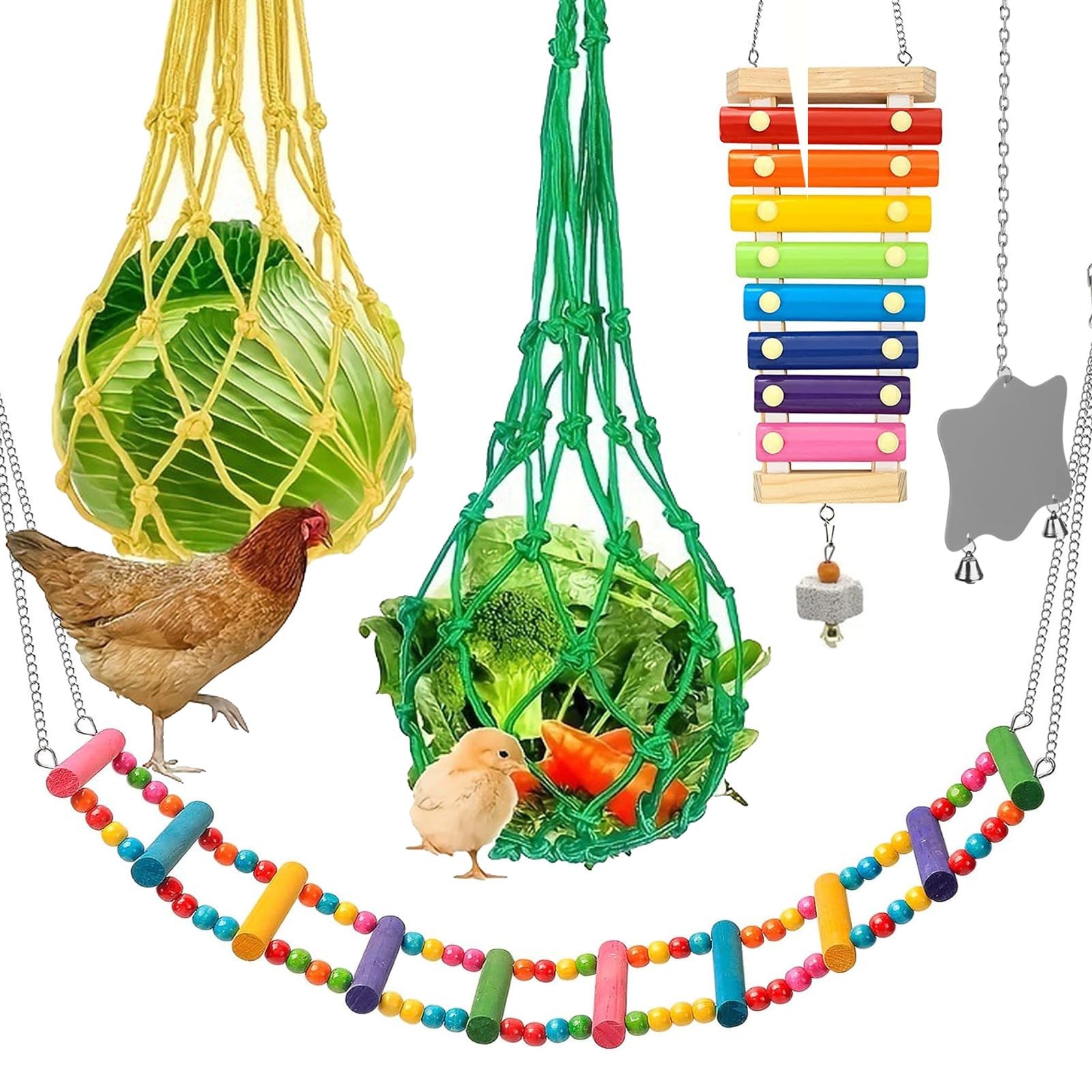 Xumann 5 Pcs Chicken Toys for Hens Coop, Swing 1# Multicolor