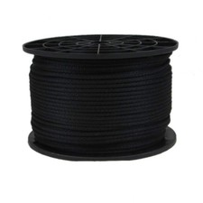 QNR 1/8" Black Polyester Cord, Solid Braid Dacron Utility 1/8 inch,