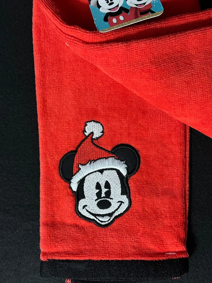 Disney Santa Mickey Mouse Navidad Juego de 2 Toallas de Mano Rojo Baño Cocina Foto 3 de 4