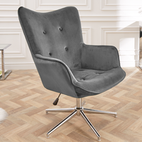 HöHenverstellbarer Drehsessel Mr. Lounger Grau Samt Chrom Relaxsessel Drehstuhl