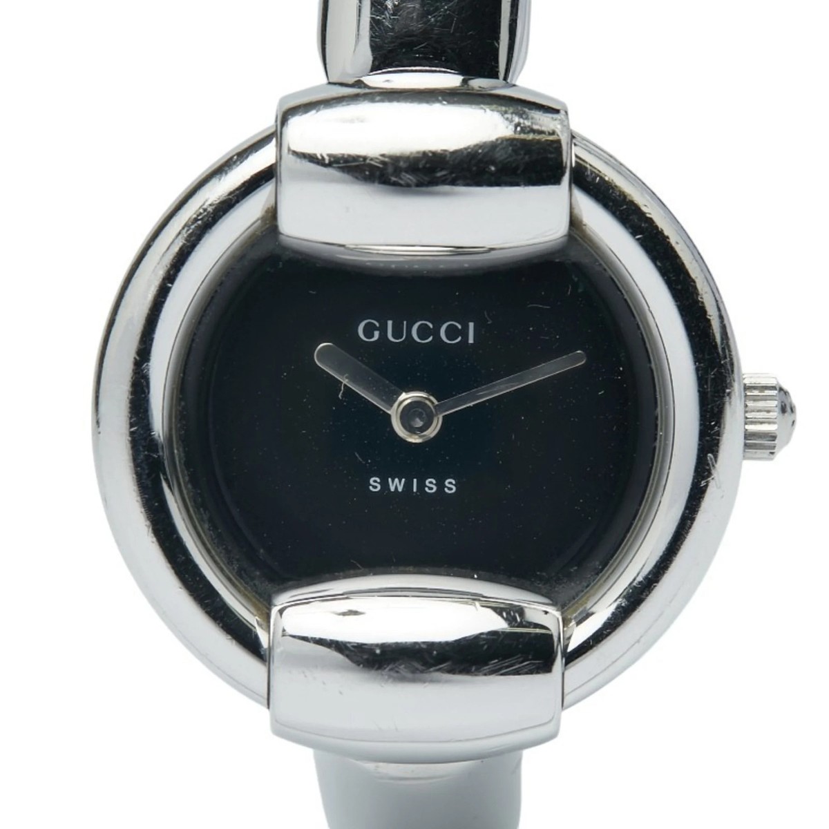 GUCCI 1400L 腕時計 Gucci Bangle Watch, 1400L Quartz Movement, Black Dial, Stainless S