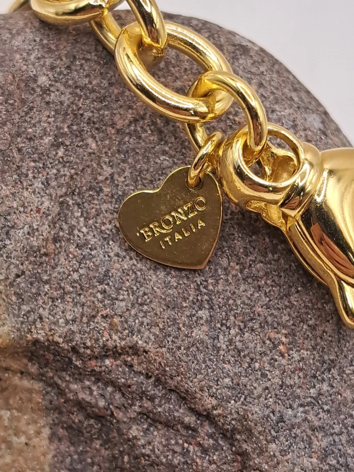 Collar Bronzo Italia 36" Tono Dorado Sólido Pulido Ovalado Eslabón NUEVO Foto 3 de 4