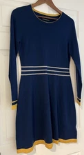 Cynthia Rowley Sweater Dress 100% Extra Fine Merino Wool Knit Women's M Navy