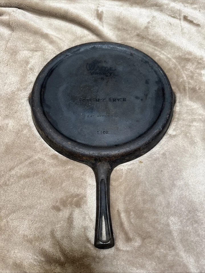 Freidora vintage Wagner Ware de hierro fundido sin grasa 1102 pat. Aplicado para 11" antiguo Foto 2 de 4