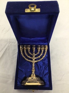 Brass Menorah 7 Branch 5" Hanukkah with Box