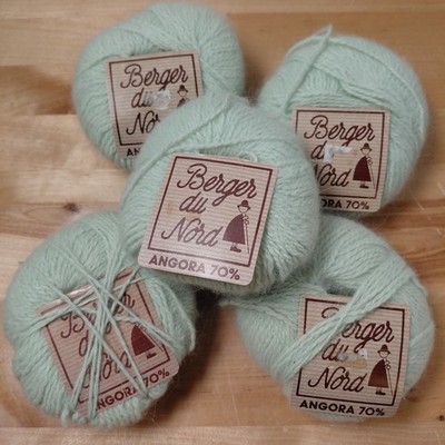 Vintage BERGER du NORD/Angora 70% LOT of 5/Made In France - Green