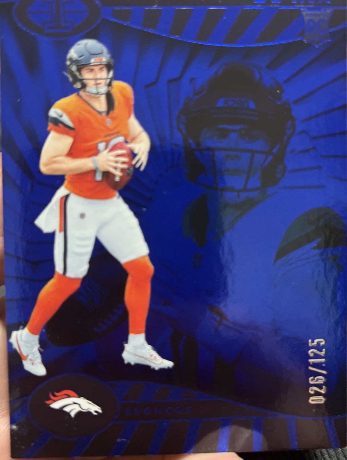 2024 Panini Illusions - Bo Nix #22 Trophy Collection Blue /125 (RC)