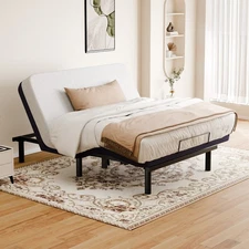 FunniHomi S1 Queen Adjustable Bed Frame and Gel Memory Foam Mattress Set