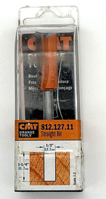 CMT Orange Tools 812.127.11 Straight Bit Carbide-Tipped Z2 1/2'' Dia 1/4'' Shank