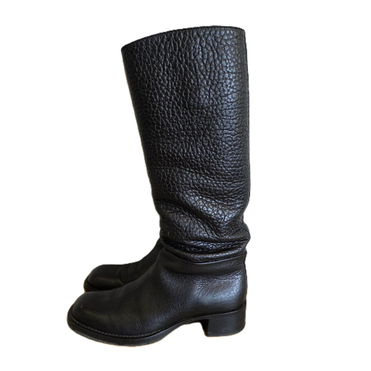 PRADA Long Boots Shoes EU 37 US 7 Leather Black Auth from JAPAN thumbnail 21