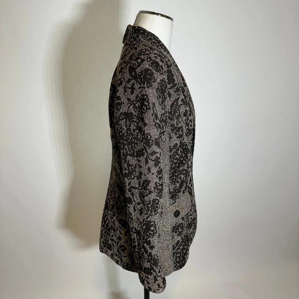 Nuevo con etiquetas Blazer Chaqueta Coldwater Creek Marrón Estampado Floral Tweed Para Mujer Talla 12 Foto 2 de 4