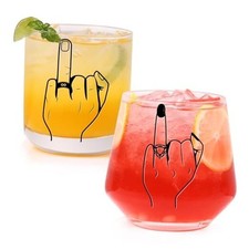 Engagement Gifts for Couple, Ring Finger Wine Whiskey Glass Black-Finger