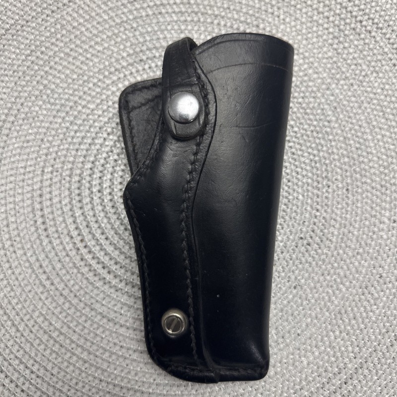 Vintage Bucheimer LA CALIF CLARK Made COMBAT B13A-14 RH Black Leather HOLSTER