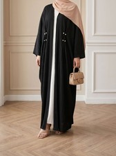 Open Abaya Kaftan Abaya Muslim Women Maxi Dress Kimono Cardigan Dubai Party Gown
