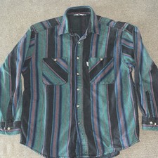 Vintage Men  s Carhartt Flannel Stripped Shirt Green/black / Red. See Measurm