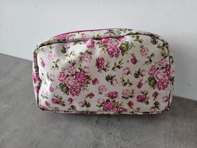Damen Kosmetiktasche rosa pink Rosen Blumen halbrund Reissverschluß Kulturbeutel