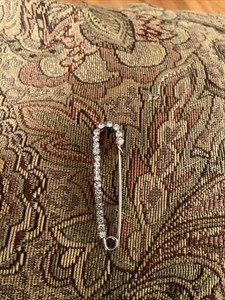 Vintage Silvertone Rhinestone Sweater Or Scarf Pin, Bright And Sparkly!