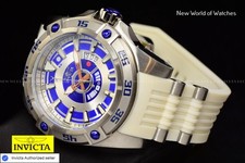 Invicta Men's Star Wars R2-D2 White and Blue Dial SS AUTOMATIC White Tone Watch