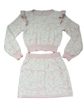 Girls Janie And Jack Pink And White Sweater Skirt Set Spring Outfit Size 8