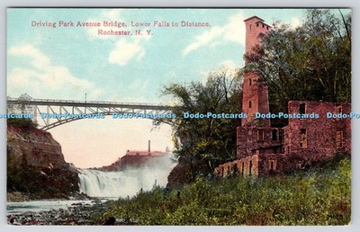 R816533 N Y Rochester Driving Park Avenue Bridge Lower Falls in Distance
