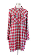 Madewell Daywalk Shirt Dress in Fairfax Plaid Size S Long Sleeve Shift Red