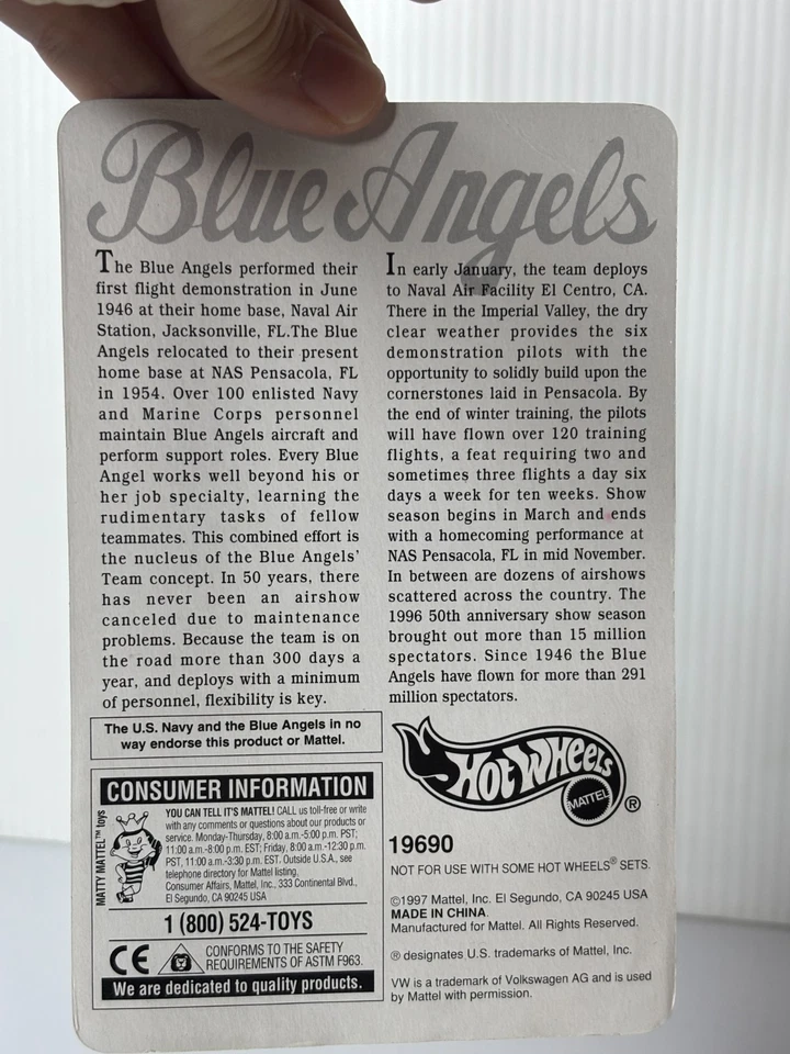 90s Hot Wheels Limited Edition (1997) Blue Angels VW Bus Toy w/ Protector Case - Image 4 of 4