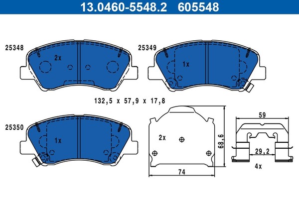 NEU - ATE 13.0460-5548.2 Bremsbelagsatz, Scheibenbremse FüR Hyundai KIA-image