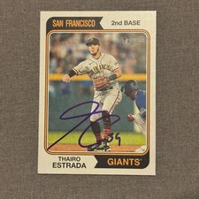 THAIRO ESTRADA Signed Autographed 2023 Topps Heritage Baseball Card Giants #288