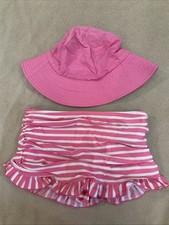 Lands End Kids 8 Girls Swimsuit Skirt Bottom One Step Ahead Sun Hat Lot Pink