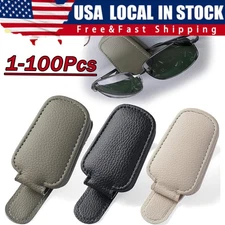 Magnetic Leather Sunglasses Holder For Car Sun Visor Eyeglass Hanger Clip Lot