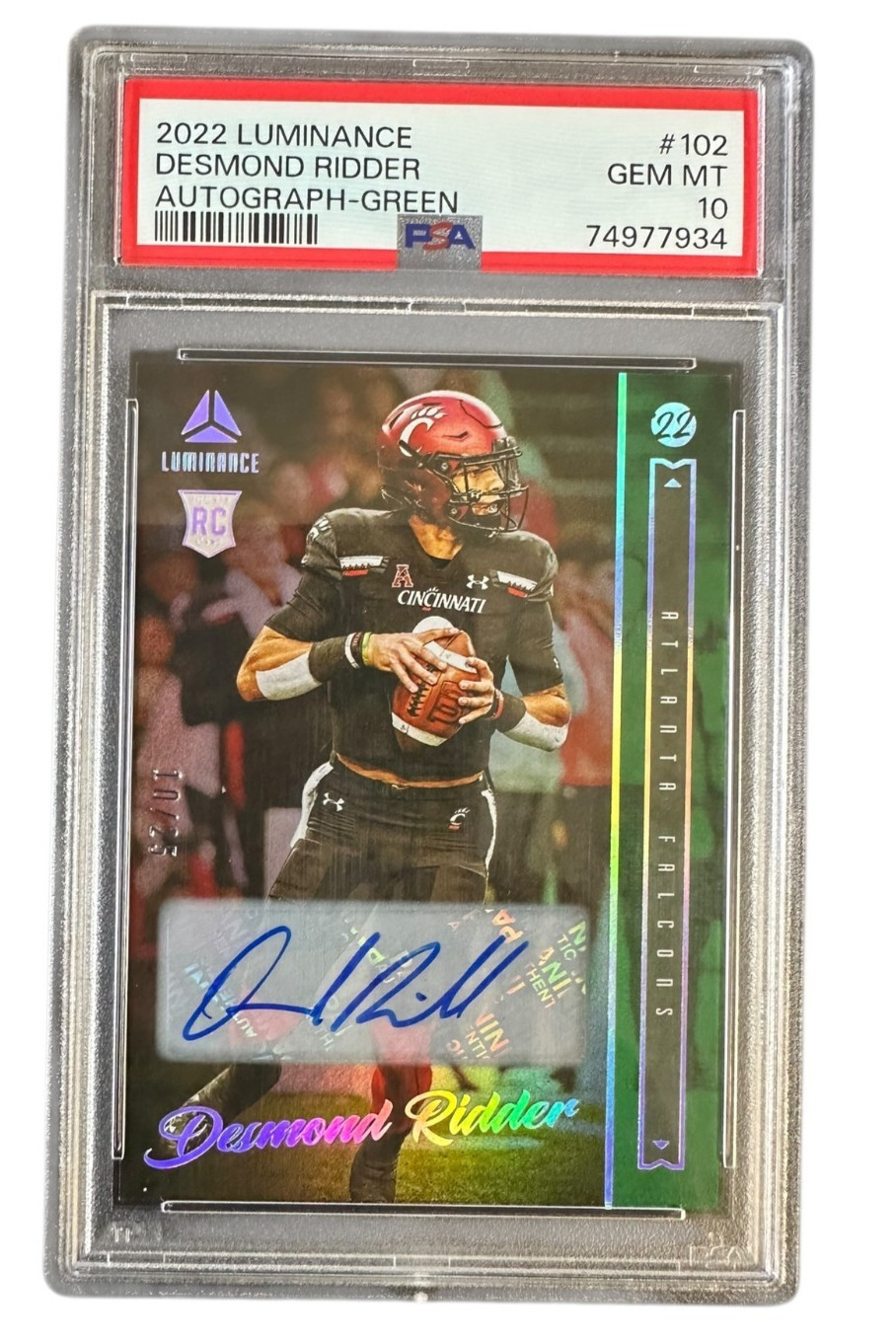 Desmond Ridder Panini Luminance #102 Autograph-Green