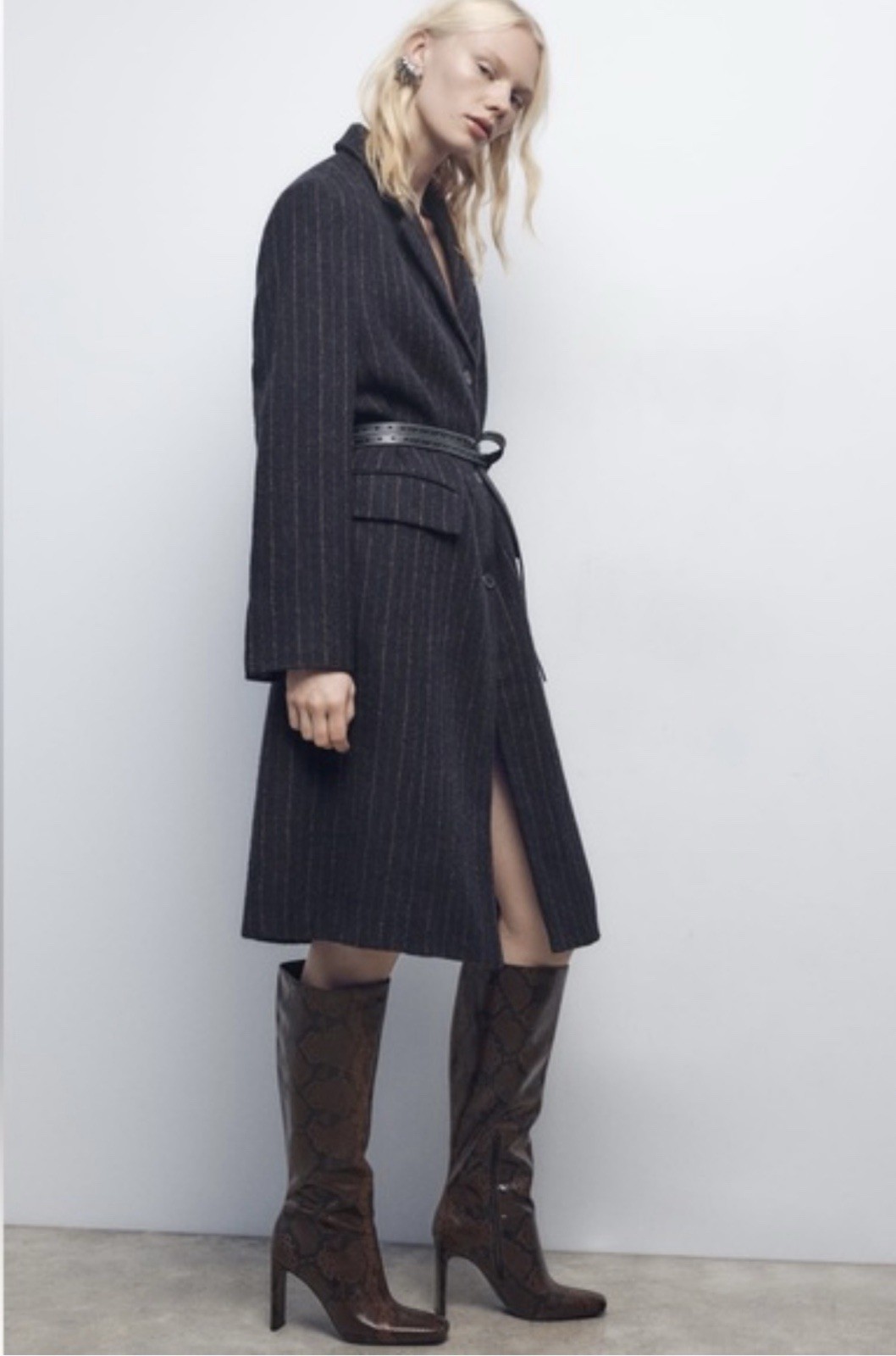 ZARA MANTECO 100percent WOOL STRIPED COAT ZW COLLECTION Size L NWT ❤️