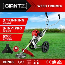 Giantz 52cc Petrol Brush Cutter Whipper Saw Trimmer 2 Stroke 3-in-1 Wheel