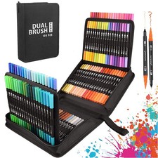 120 Dual Tip Colouring Pens Brush Pens Felt Tip Pens for Kids Adults Colouring