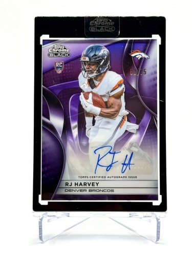 2025 Topps Chrome Black RJ Harvey #RAU-RH Purple Refractor Auto /75 Broncos RC
