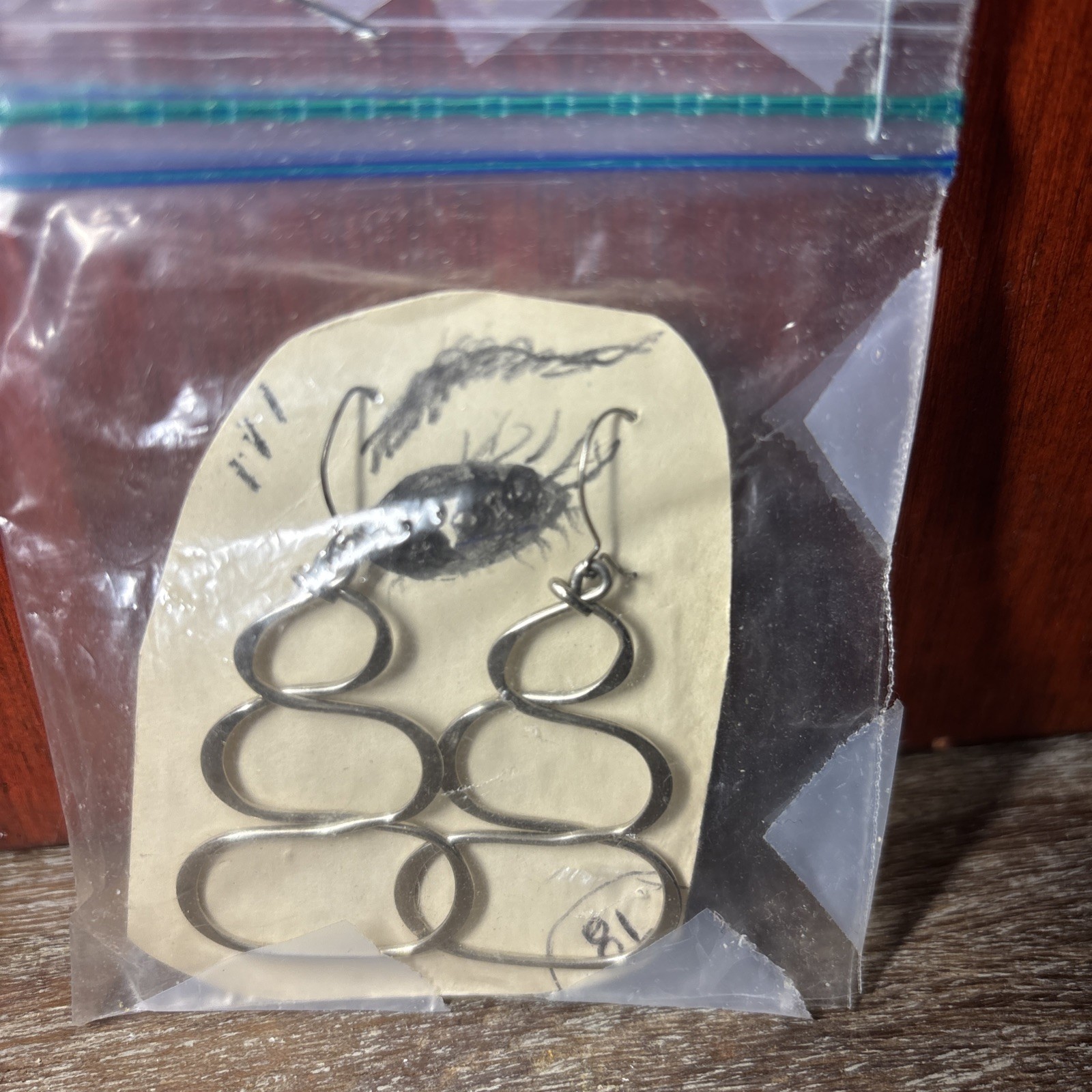 Handmade Abstract Wire Dangle Earrings Silver Ton… - image 3