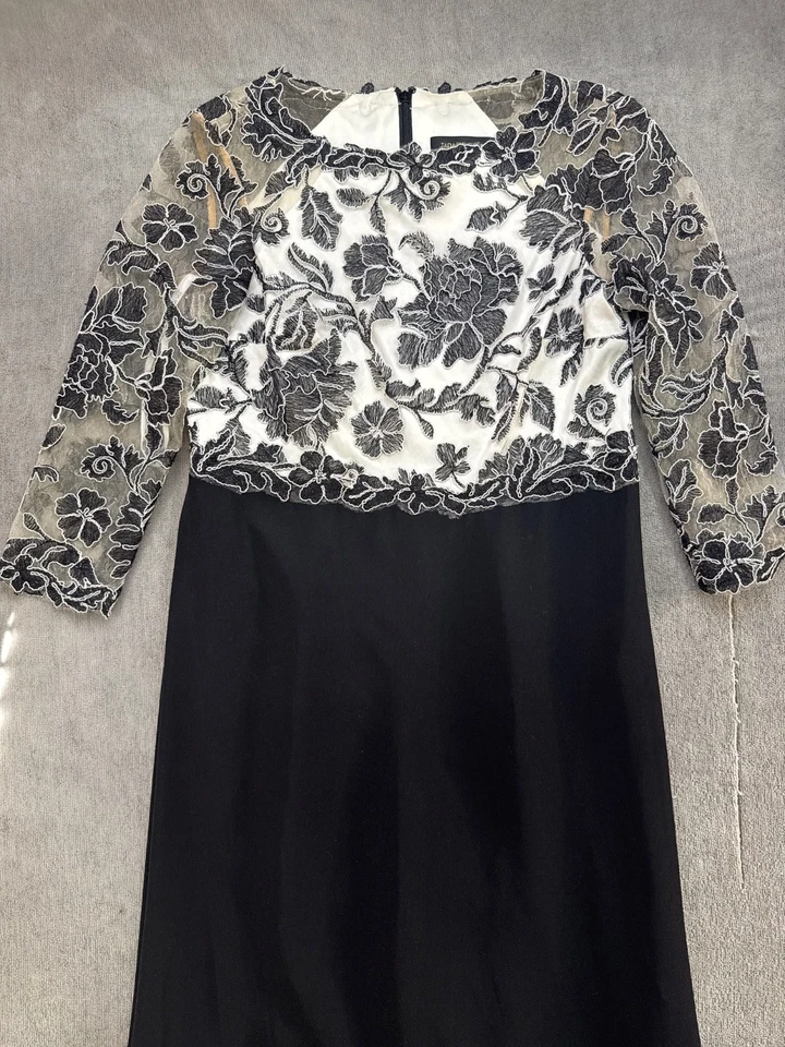 Tadashi Shoji Peony Embroidered Black Formal Gown Evening Maxi Dress 14 - Image 3 of 4