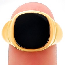 Bold Cushion Green/Black Onyx Statement Ring Jewelry 18K Gold Over Brass TGR1012