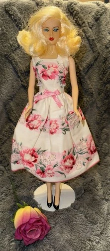 Hankie Couture Floral Dress Removable Clothes Fashion Doll Barbie Vintage