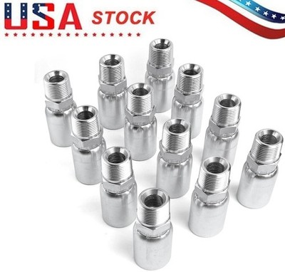 12 x 1/4'' Hydraulic Hose Fittings, 1/4'' I.D. Hose x 1/4'' NPTF Male with Cover US