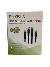 Foxsun USB A to Micro-B Cable 4-Pack Multi-Color