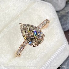 2.00Ct Pear Cut Lab-Created Solitaire Engagement Ring 14k Rose Gold Plated