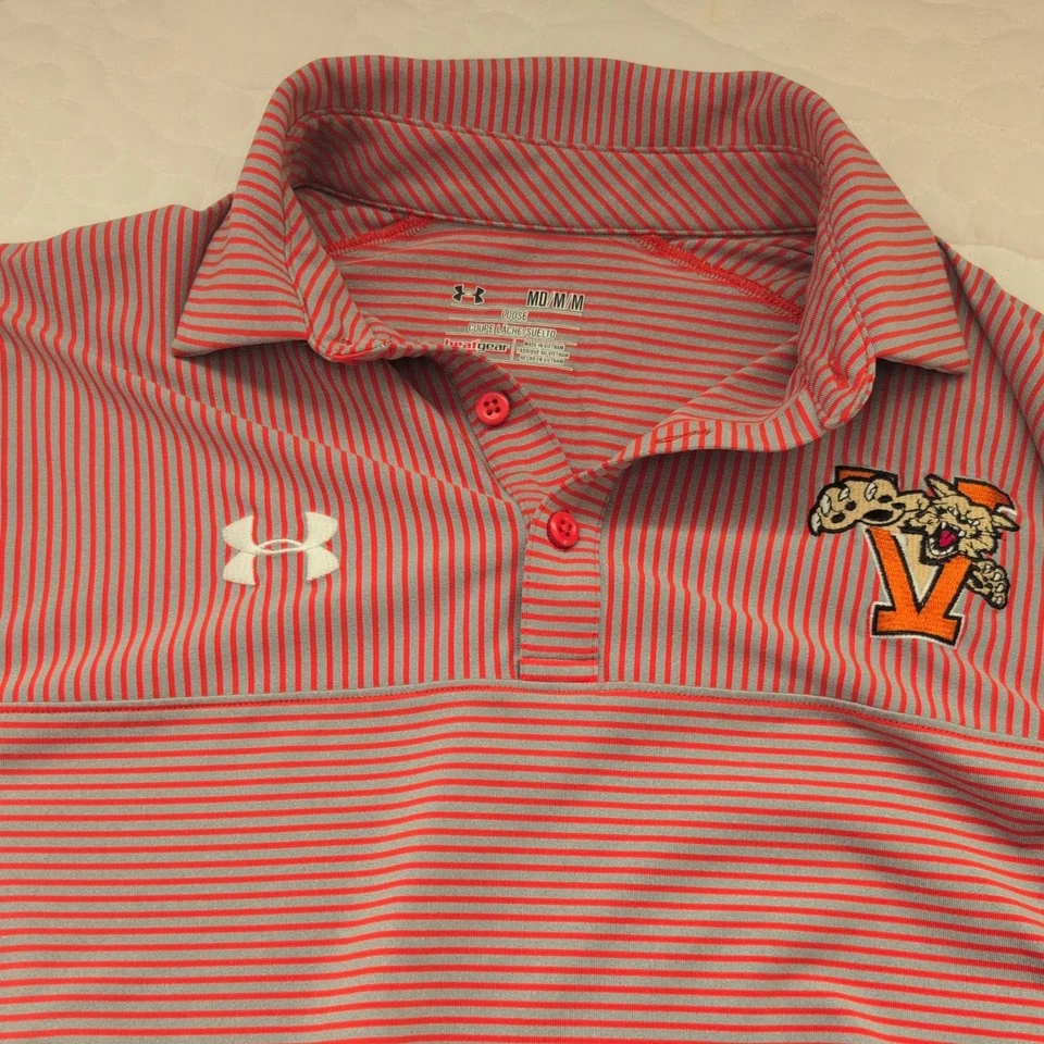 Lote de 2 polos de golf Under Armour medianos para hombre naranja, rayas salmón Foto 2 de 4