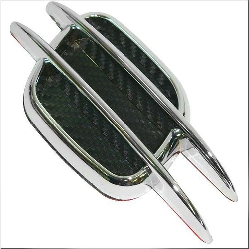 CUBIERTA DE VENTILACIÓN DECORACIÓN DE FLUJO DE AIRE GUARDABARROS DE COCHE NEGRA CARBONO CROMO X 2 PIEZAS - Imagen 2 de 3
