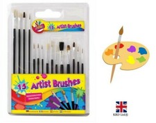 15Pc Artist Paint Brushes WoodenHandle Assorted Painting Brush OIL ACRYLIC WATER