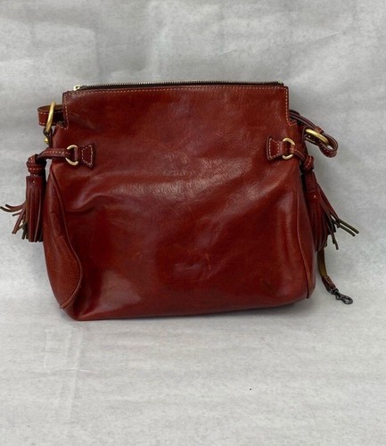 Dooney Bourke Italian Floretine Bag Vachetta Leather Hobo Slouch Shoulder Tassel - Picture 11 of 12