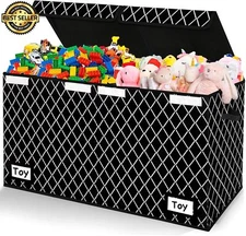 82L Large Kids Toy Box w/ Lids, Toy Storage Bin, Toy Chest Storage Organizer